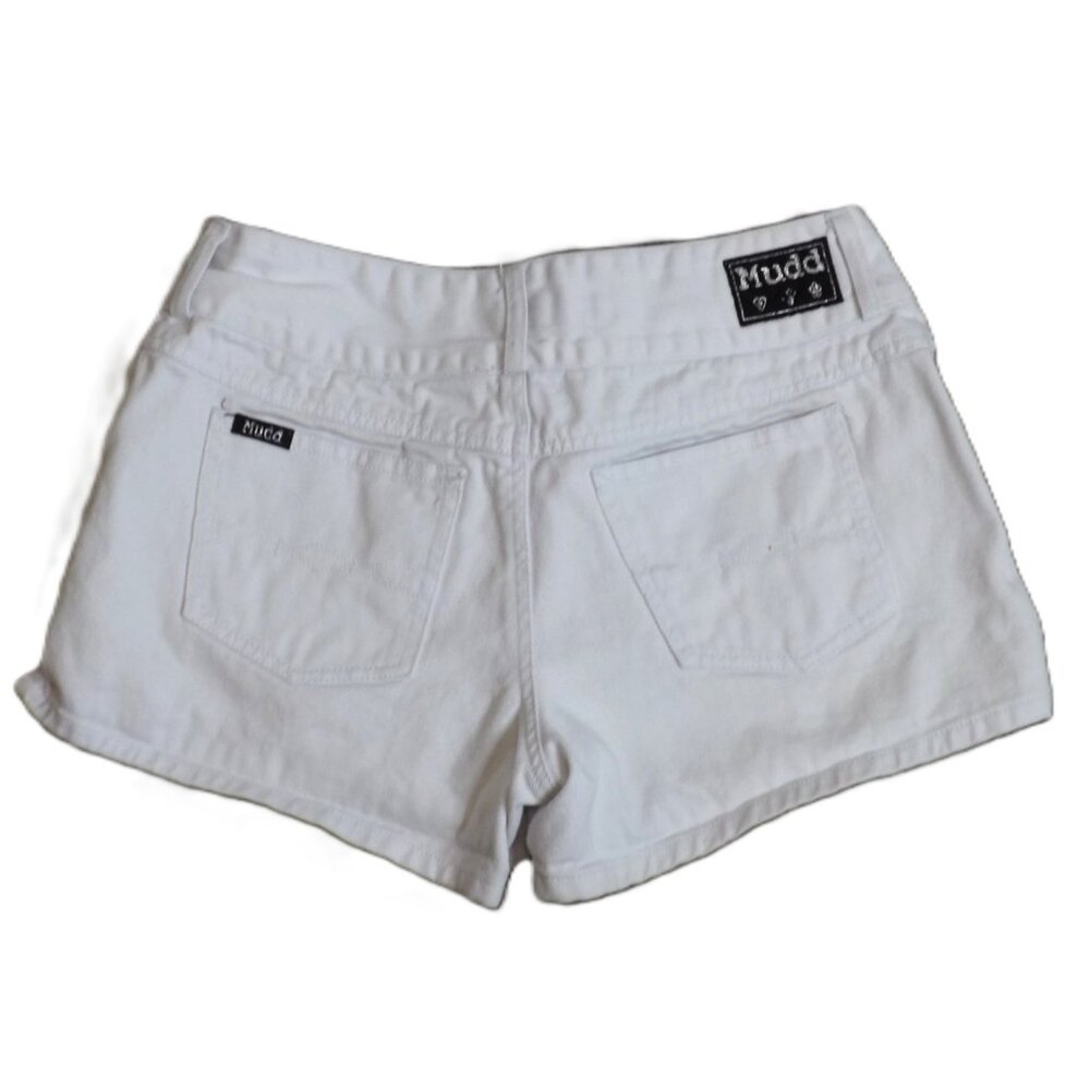 Vintage Y2K Mudd Denim Shorts White Hip Hugger Size 11 Jean